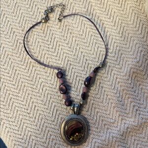 Elegant Purple Pendant Necklace & Earrings